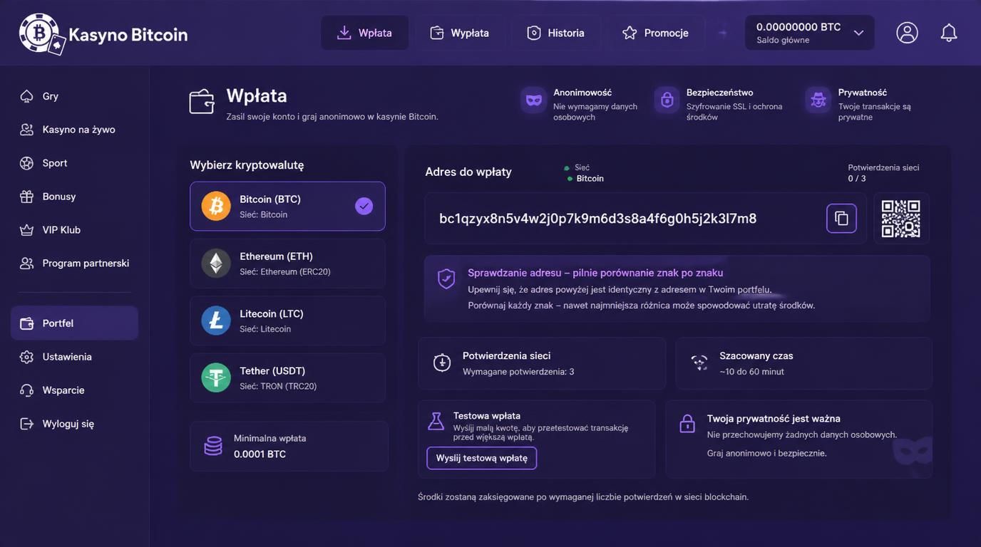 Bezpieczna wpłata kryptowalutą: portfele, adres, potwierdzenia.