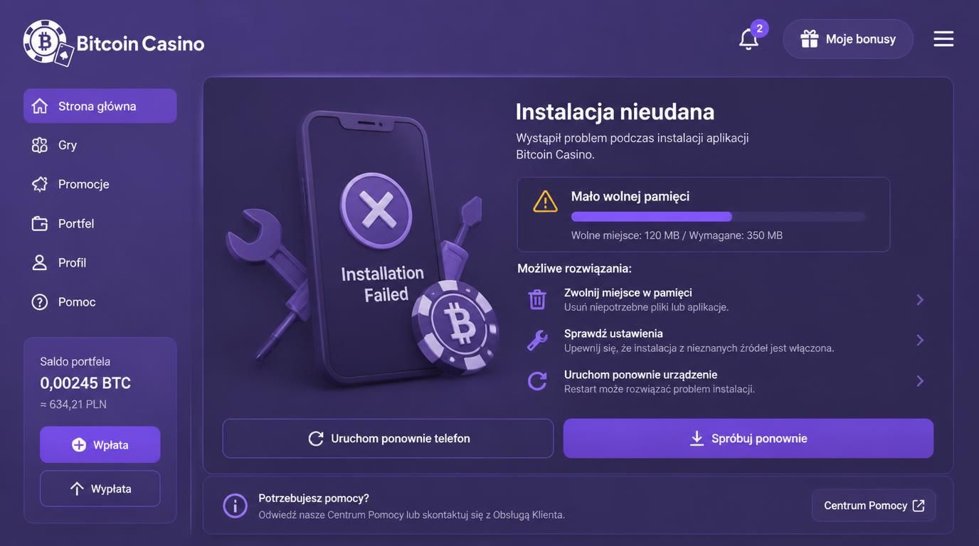 Telefon z komunikatem błędu instalacji, użytkownik usuwa cache